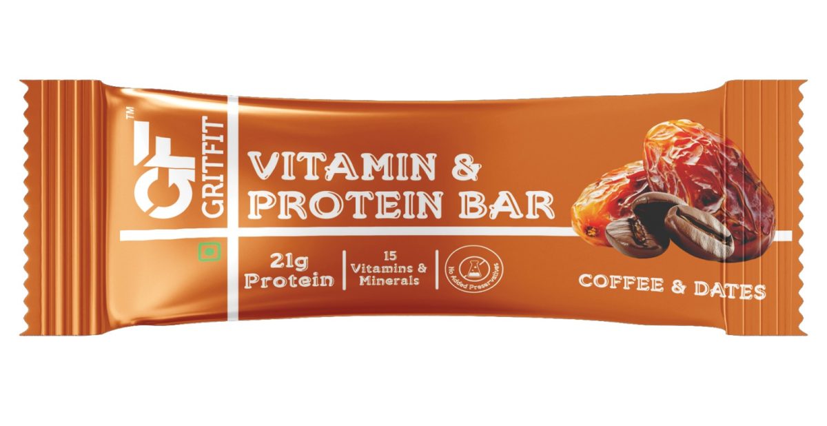 GritFit Vitamin and Mineral Protein bars 60gm with 21 gm protein - Coffee and Dates