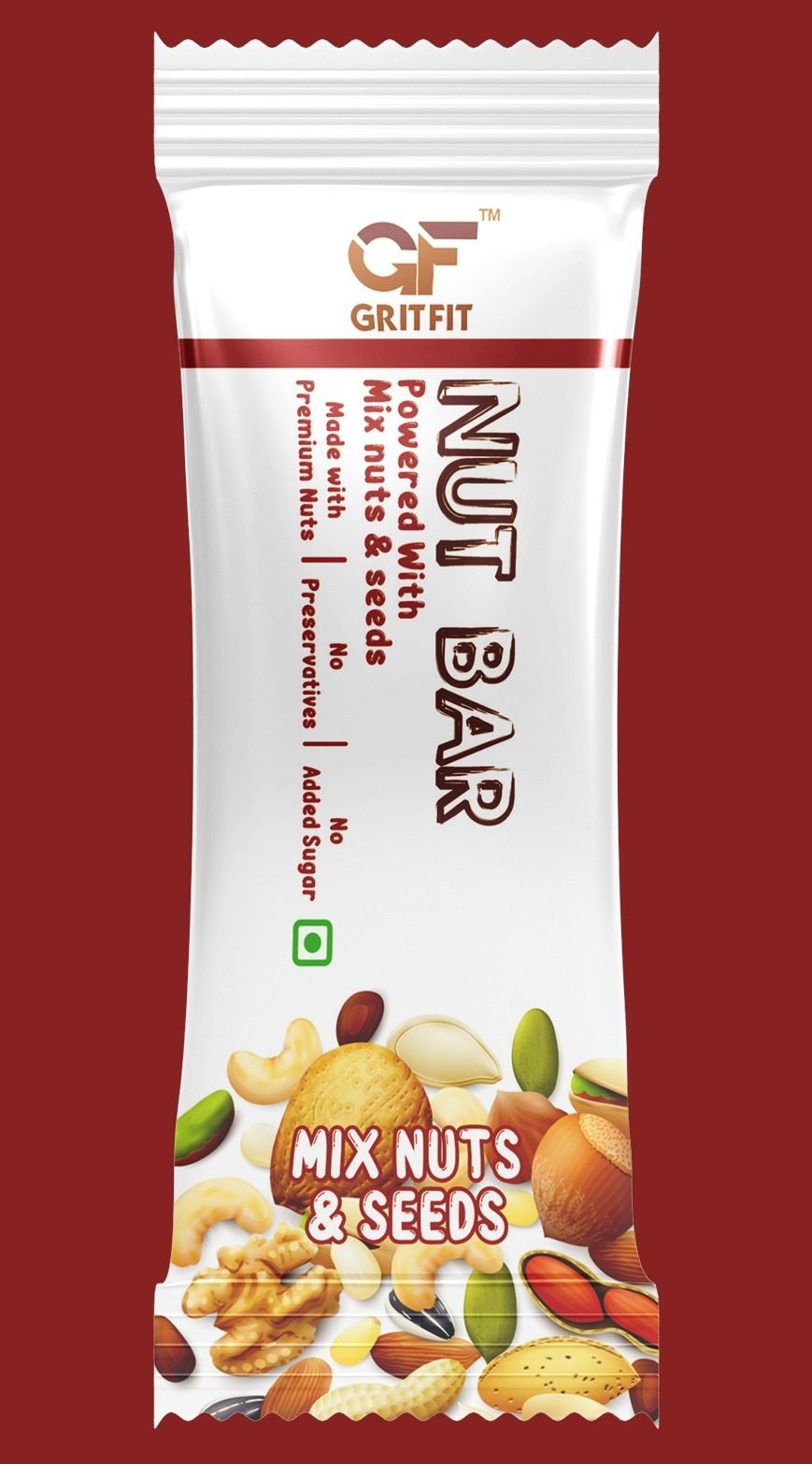 Nut Bar with premium Nuts, Seeds, ACV and Tulsi(Holy Basil) Extract  40gm Bar with 5gm Protein - Mixed Nuts and seeds