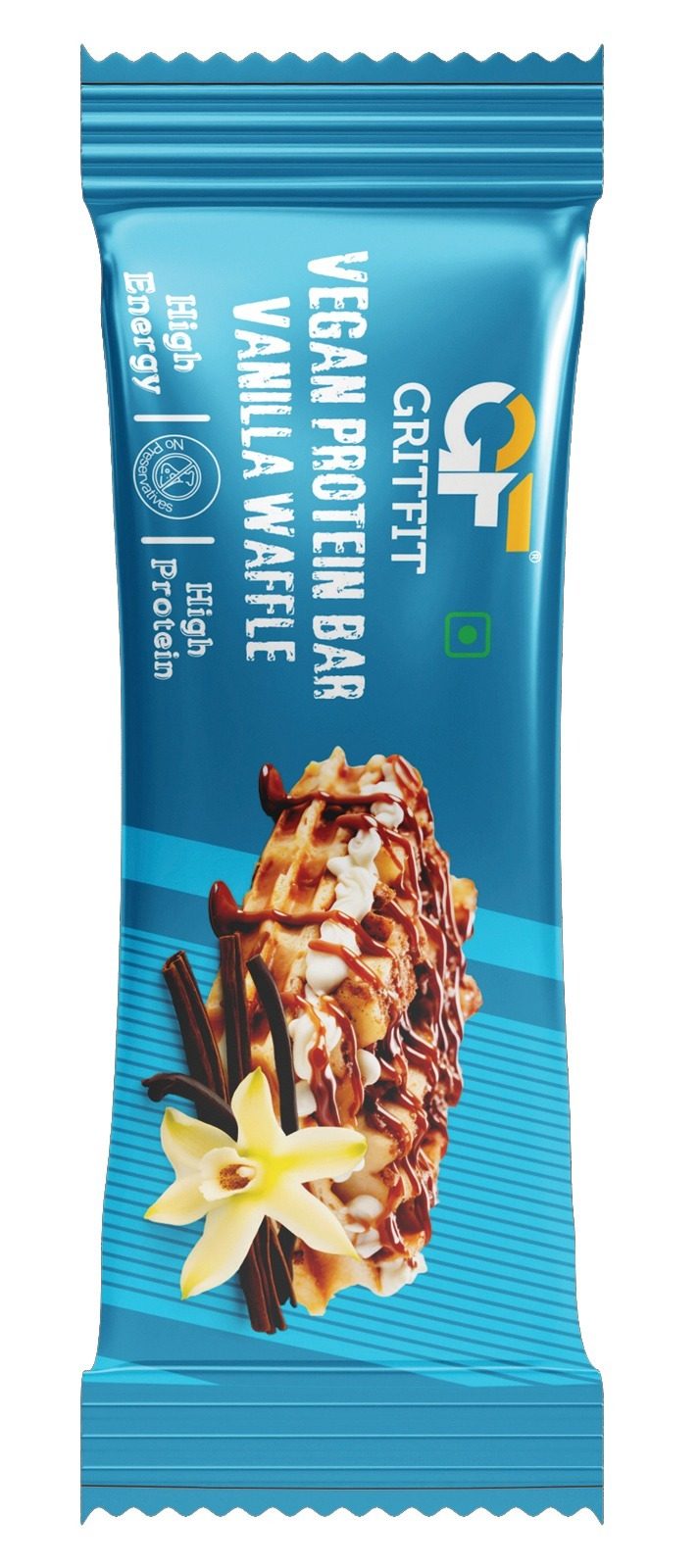GritFit Vegan Protein Bars 60gm Bar with 21 gm Protein - Vanilla Waffle