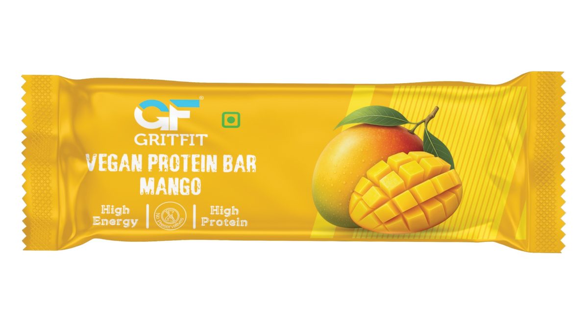 GritFit Vegan Protein Bars 60gm Bar with 21 gm Protein - Mango