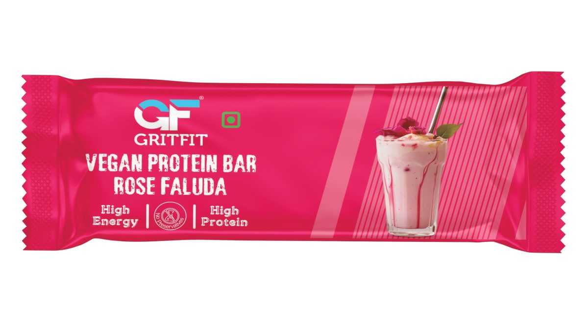 GritFit Vegan Protein Bars 60gm Bar with 21 gm Protein - Rose Faluda